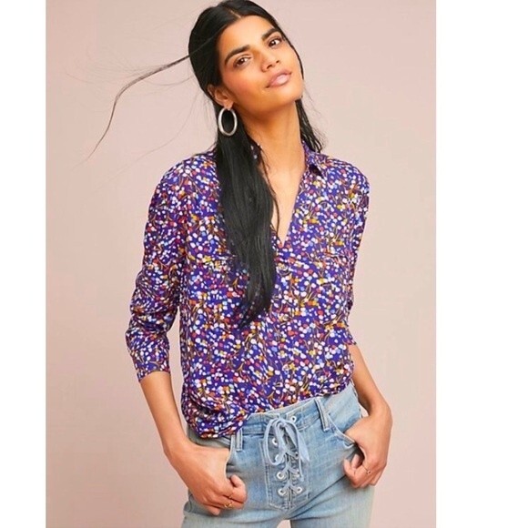 Anthropologie 9 of 52 Conversations Pop Potpourri Colloquial Buttondown Shirt 2 - Picture 1 of 9